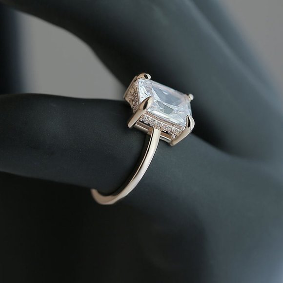NEW Rose Gold Emerald Cut Solitaire Diamond Ring - Picture 3 of 5